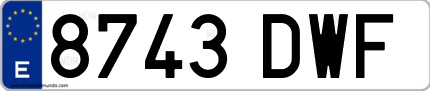 Ejemplo de matrícula de coche ordinaria 8743 DWF