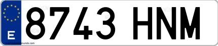 Ejemplo de matrícula española 8743 HNM