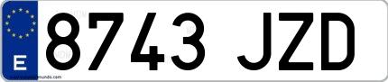 Ejemplo de matrícula española 8743 JZD