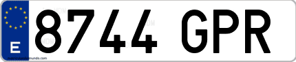 Ejemplo de matrícula de coche ordinaria 8744 GPR