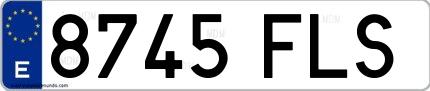 Ejemplo de matrícula española 8745 FLS