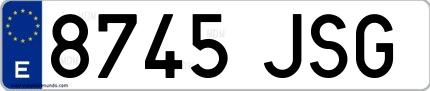 Ejemplo de matrícula española 8745 JSG