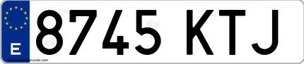 Ejemplo de matrícula española 8745 KTJ