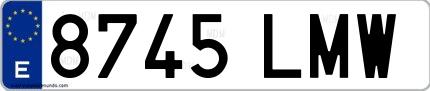 Ejemplo de matrícula española 8745 LMW
