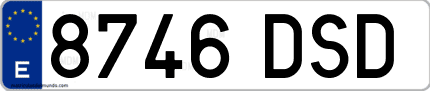 Ejemplo de matrícula de coche ordinaria 8746 DSD