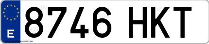 Ejemplo de matrícula española 8746 HKT