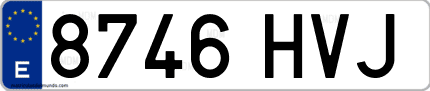 Ejemplo de matrícula de coche ordinaria 8746 HVJ