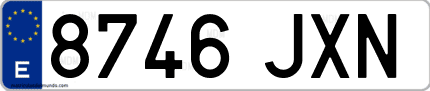 Ejemplo de matrícula de coche ordinaria 8746 JXN