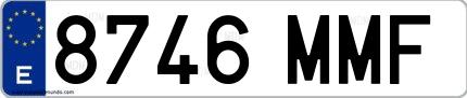 Ejemplo de matrícula de coche ordinaria 8746 MMF
