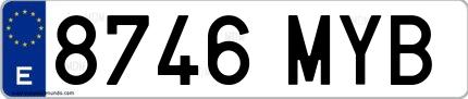 Ejemplo de matrícula española 8746 MYB