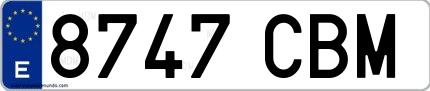 Ejemplo de matrícula española 8747 CBM