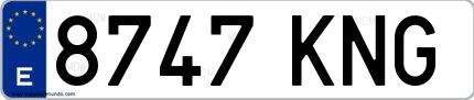 Ejemplo de matrícula española 8747 KNG