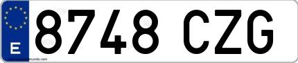 Ejemplo de matrícula de coche ordinaria 8748 CZG