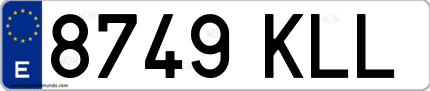 Ejemplo de matrícula de coche ordinaria 8749 KLL