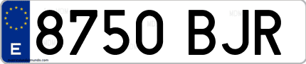 Ejemplo de matrícula de coche ordinaria 8750 BJR