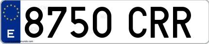 Ejemplo de matrícula española 8750 CRR