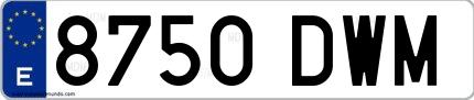 Ejemplo de matrícula española 8750 DWM