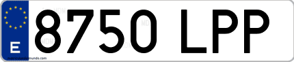 Ejemplo de matrícula de coche ordinaria 8750 LPP