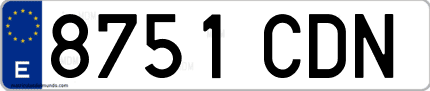 Ejemplo de matrícula de coche ordinaria 8751 CDN