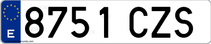 Ejemplo de matrícula de coche ordinaria 8751 CZS