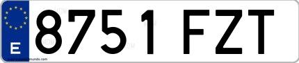 Ejemplo de matrícula de coche ordinaria 8751 FZT