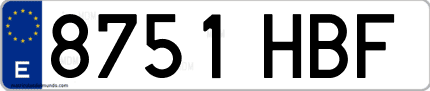 Ejemplo de matrícula de coche ordinaria 8751 HBF