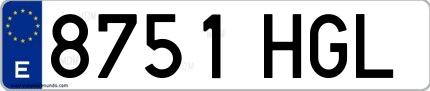 Ejemplo de matrícula española 8751 HGL