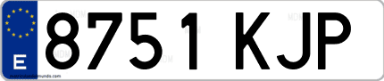 Ejemplo de matrícula de coche ordinaria 8751 KJP