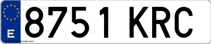 Ejemplo de matrícula española 8751 KRC