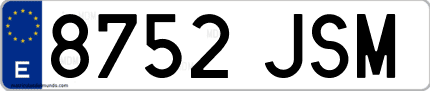 Ejemplo de matrícula de coche ordinaria 8752 JSM