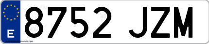 Ejemplo de matrícula de coche ordinaria 8752 JZM