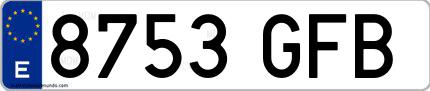 Ejemplo de matrícula española 8753 GFB