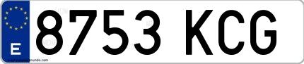 Ejemplo de matrícula española 8753 KCG