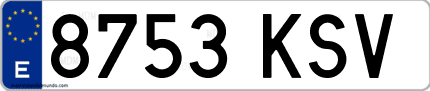 Ejemplo de matrícula de coche ordinaria 8753 KSV