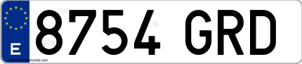 Ejemplo de matrícula de coche ordinaria 8754 GRD