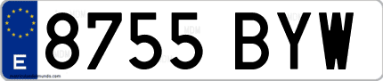 Ejemplo de matrícula de coche ordinaria 8755 BYW