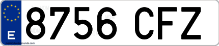 Ejemplo de matrícula de coche ordinaria 8756 CFZ