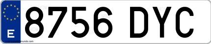 Ejemplo de matrícula española 8756 DYC