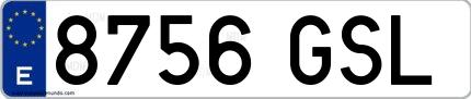 Ejemplo de matrícula española 8756 GSL