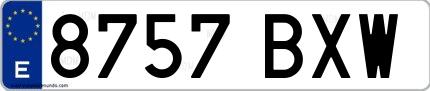Ejemplo de matrícula española 8757 BXW