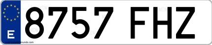 Ejemplo de matrícula española 8757 FHZ