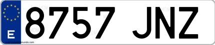 Ejemplo de matrícula española 8757 JNZ