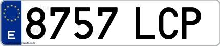 Ejemplo de matrícula española 8757 LCP