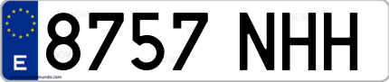 Ejemplo de matrícula de coche ordinaria 8757 NHH