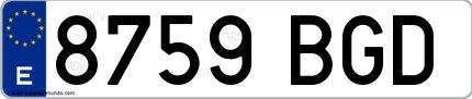Ejemplo de matrícula española 8759 BGD
