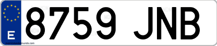 Ejemplo de matrícula de coche ordinaria 8759 JNB