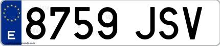 Ejemplo de matrícula española 8759 JSV