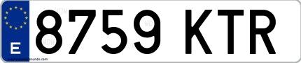 Ejemplo de matrícula española 8759 KTR