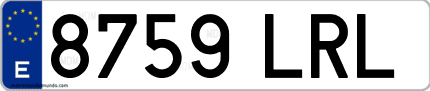 Ejemplo de matrícula de coche ordinaria 8759 LRL