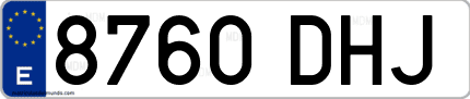 Ejemplo de matrícula de coche ordinaria 8760 DHJ